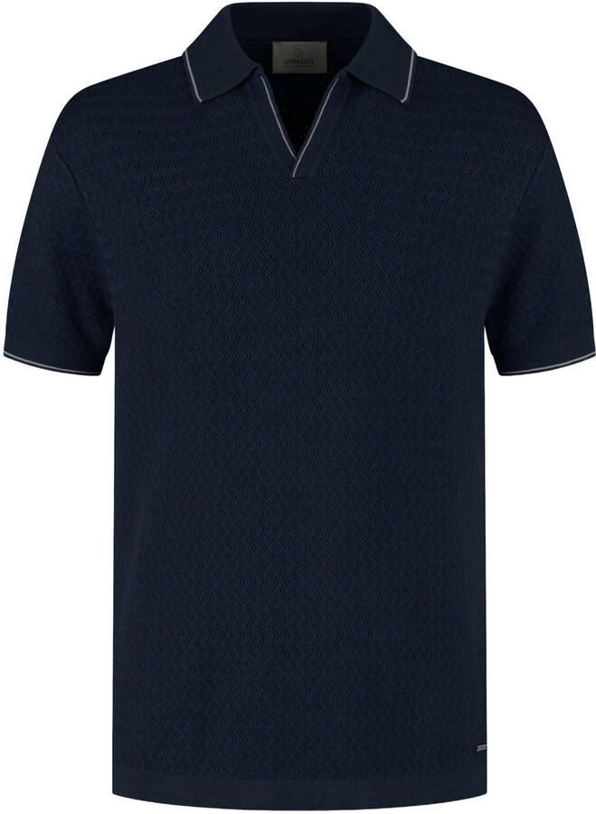 Dstrezzed regular polo gebreid donkerblauw