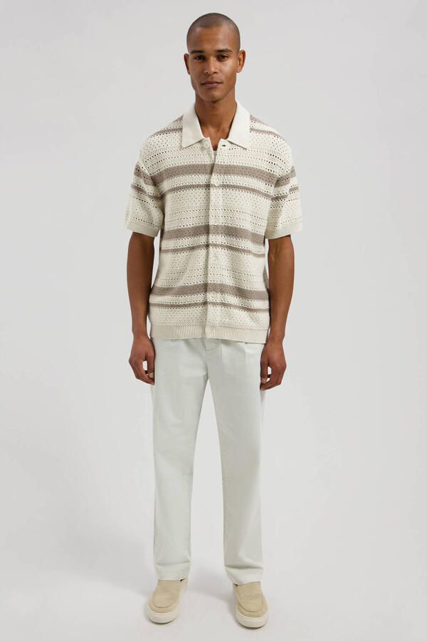 Dstrezzed relaxed gestreepte casual overhemd beige gebreid - Foto 2