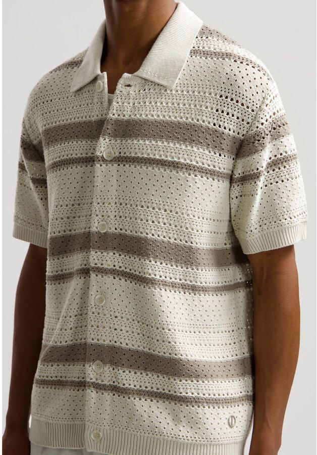 Dstrezzed relaxed gestreepte casual overhemd beige gebreid - Foto 2