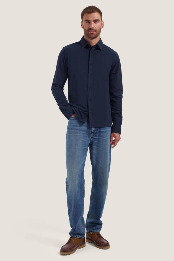Dstrezzed slim fit piqué overhemd donkerblauw - Foto 3