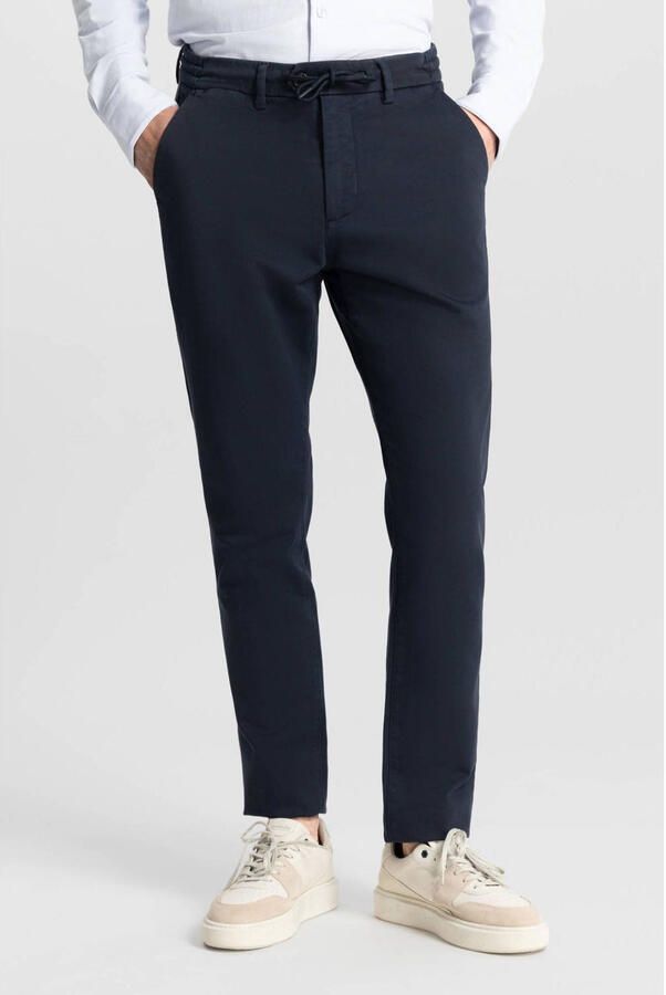 DSTREZZED Heren Broeken Lancaster Twill Knit Tapered Jogger Donkerblauw - Foto 7