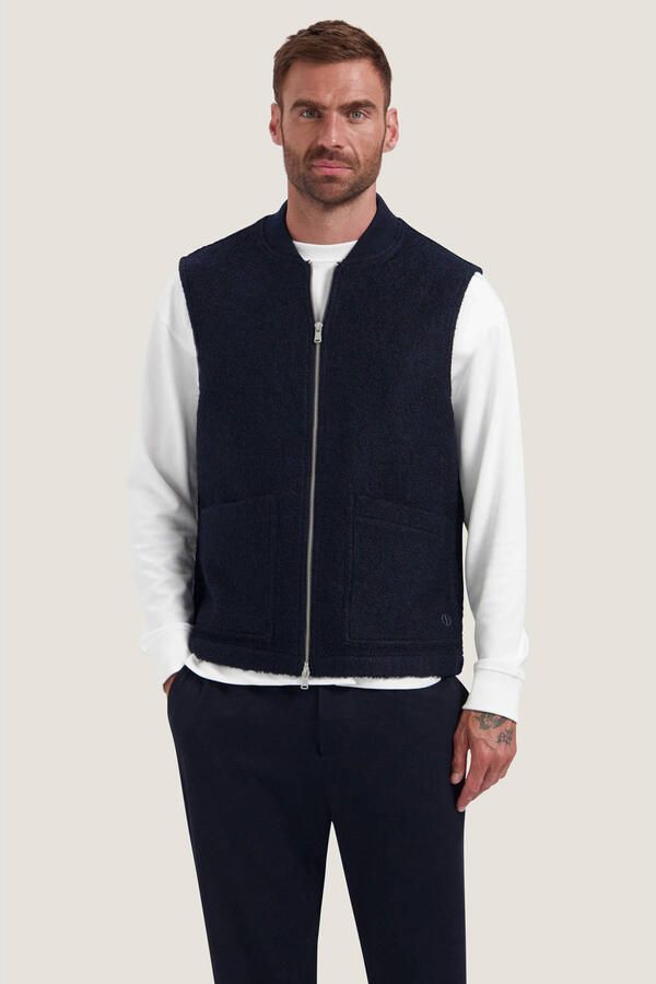 Dstrezzed teddy gebreid vest met wol donkerblauw