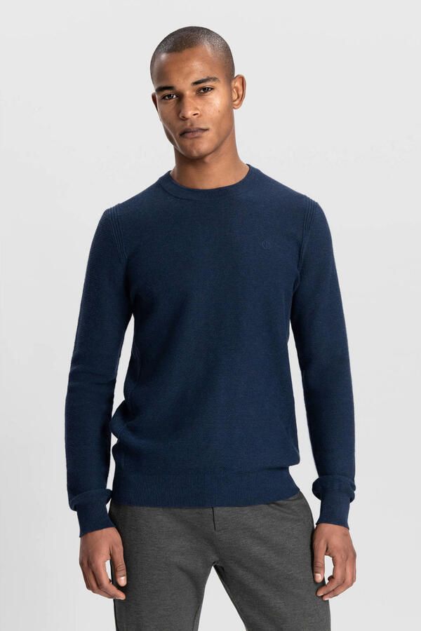 Dstrezzed trui met ingebreid patroon donkerblauw