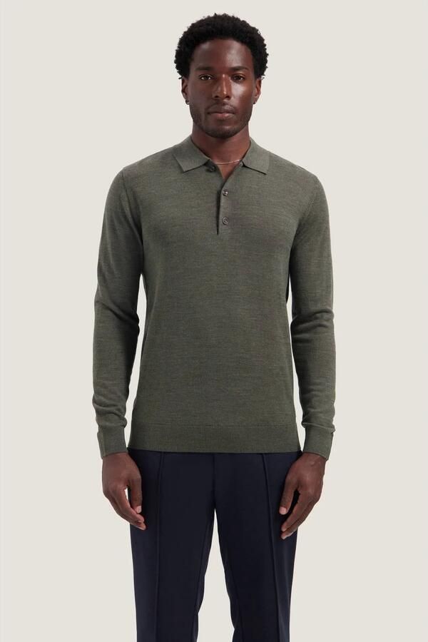 Dstrezzed wollen regular fit gemêleerde gebreide trui dark army