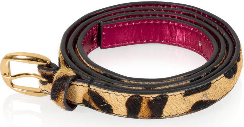 DWRS leren riem Fiji met panterprint bruin
