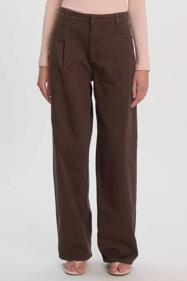 EDITED high waist wide leg jeans donkerbruin - Foto 5