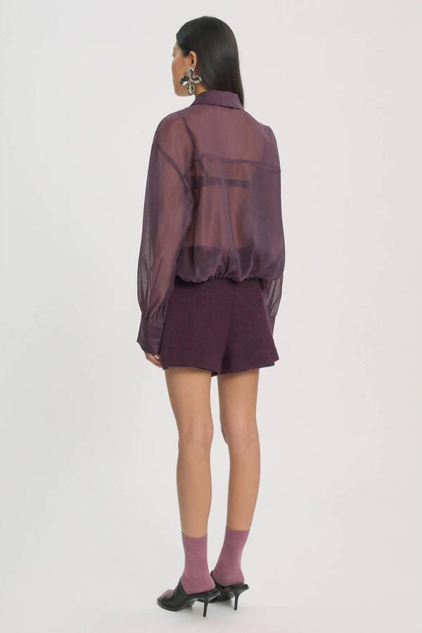 EDITED semi-transparante blouse donkerpaars - Foto 6