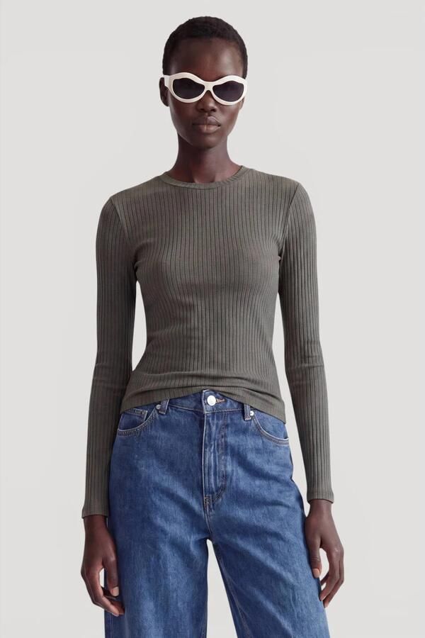 EDITED Dames Tops & T-shirts Ginger Longsleeve Groen