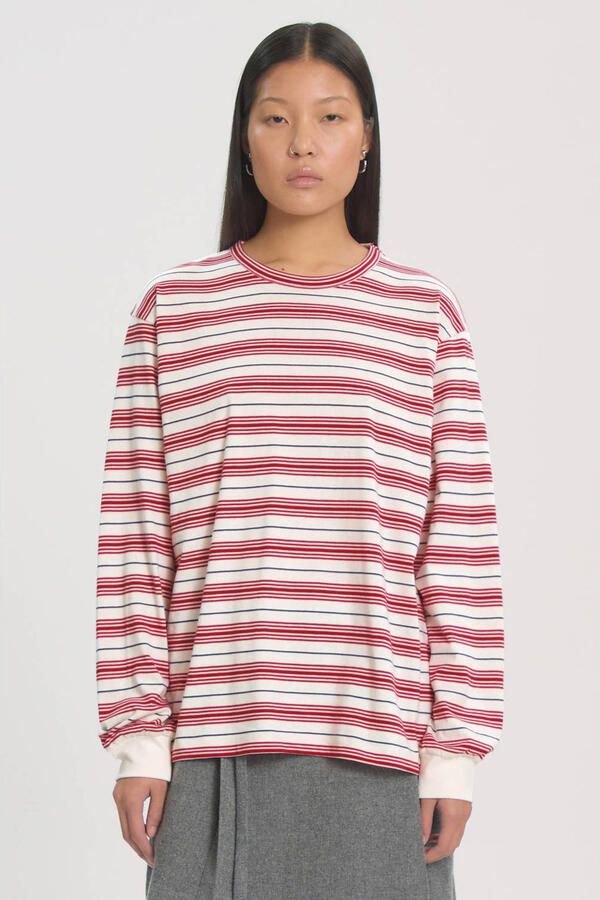 EDITED gestreept T-shirt rood