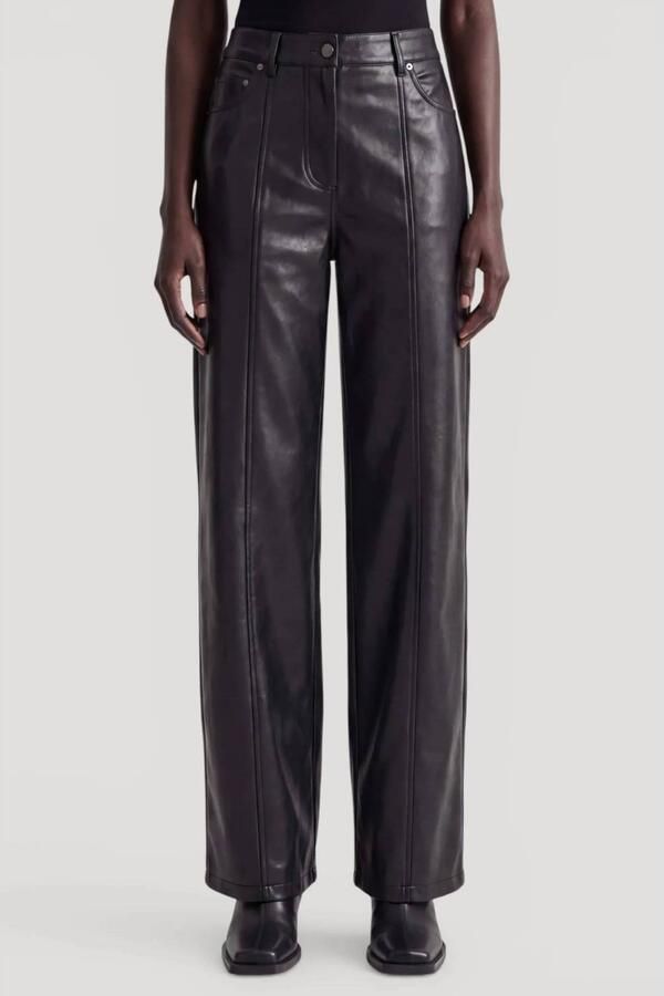 EDITED imitatieleren wide leg broek zwart