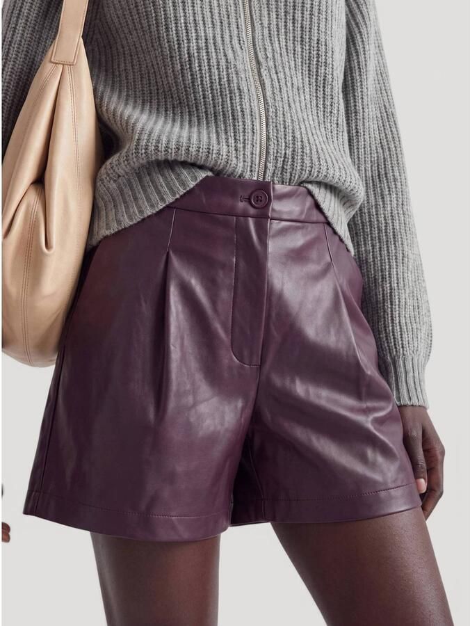 EDITED Dames Broeken Silvia Shorts Pu Bordeaux - Foto 6