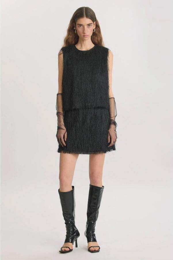 EDITED mini rok met franjes zwart - Foto 2