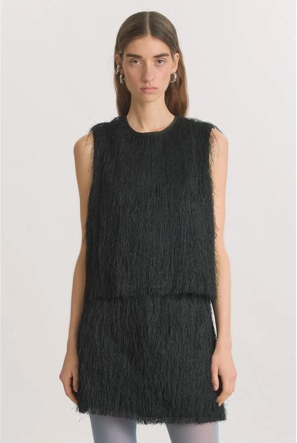 EDITED top met franjes zwart