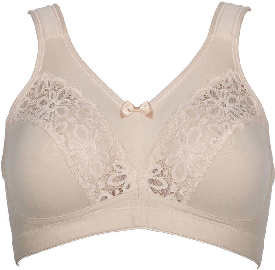 Elbrina Beugelloze-bh met kant met strik brede bandjes zonder beugel katoenmix (1-delig)