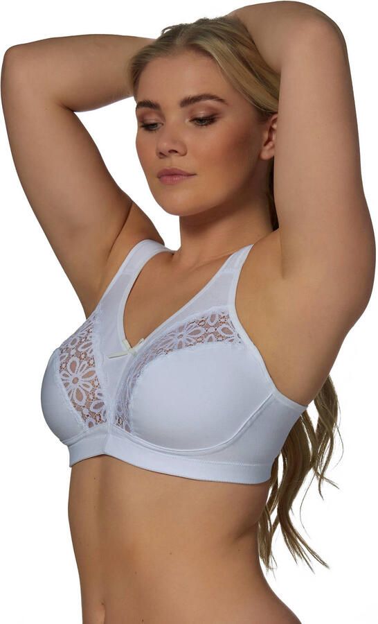 Elbrina Beugelloze-bh met kant met strik brede bandjes zonder beugel katoenmix (1-delig)