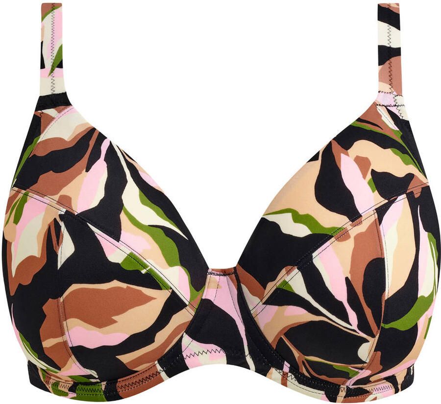 Elomi niet-voorgevormde beugel bikinitop Ocean Avenue zwart multi
