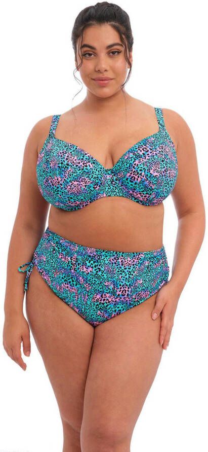 Elomi +size high waist bikinibroekje Electric Savannah met dierenprint blauw roze lila