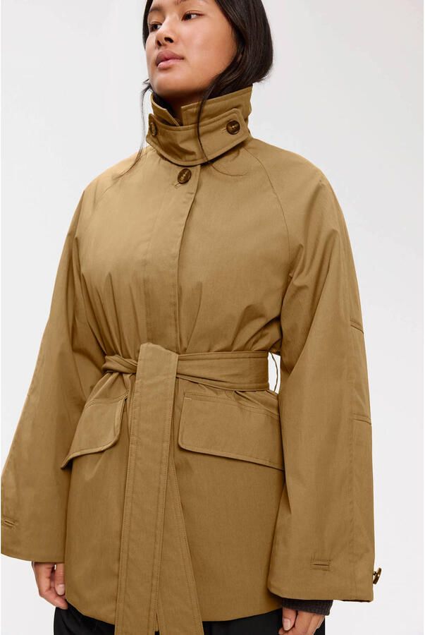 Elvine Korte trenchcoat met ceintuur camel - Foto 1