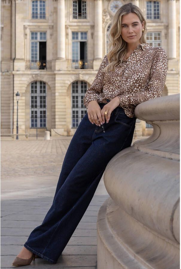 Elvira Collections blouse met dierenprint bruin