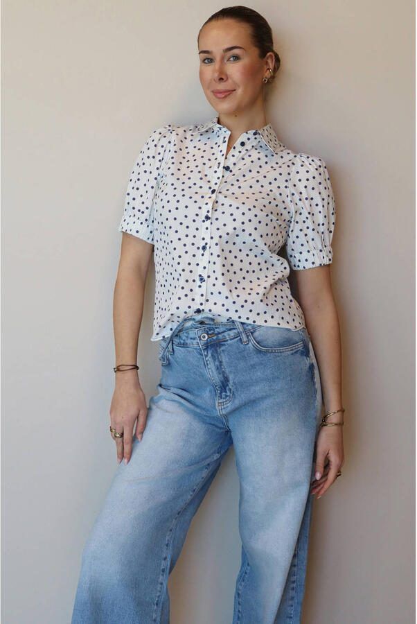 Elvira Collections blouse met stippen wit