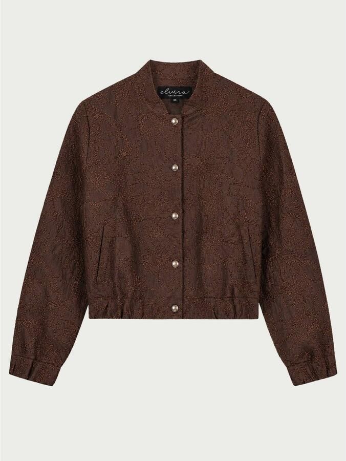 Elvira Collections gebloemd bomberjack donkerbruin