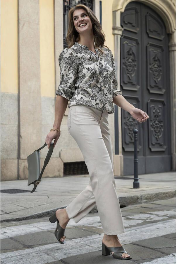Elvira Collections gebloemde blousetop ecru