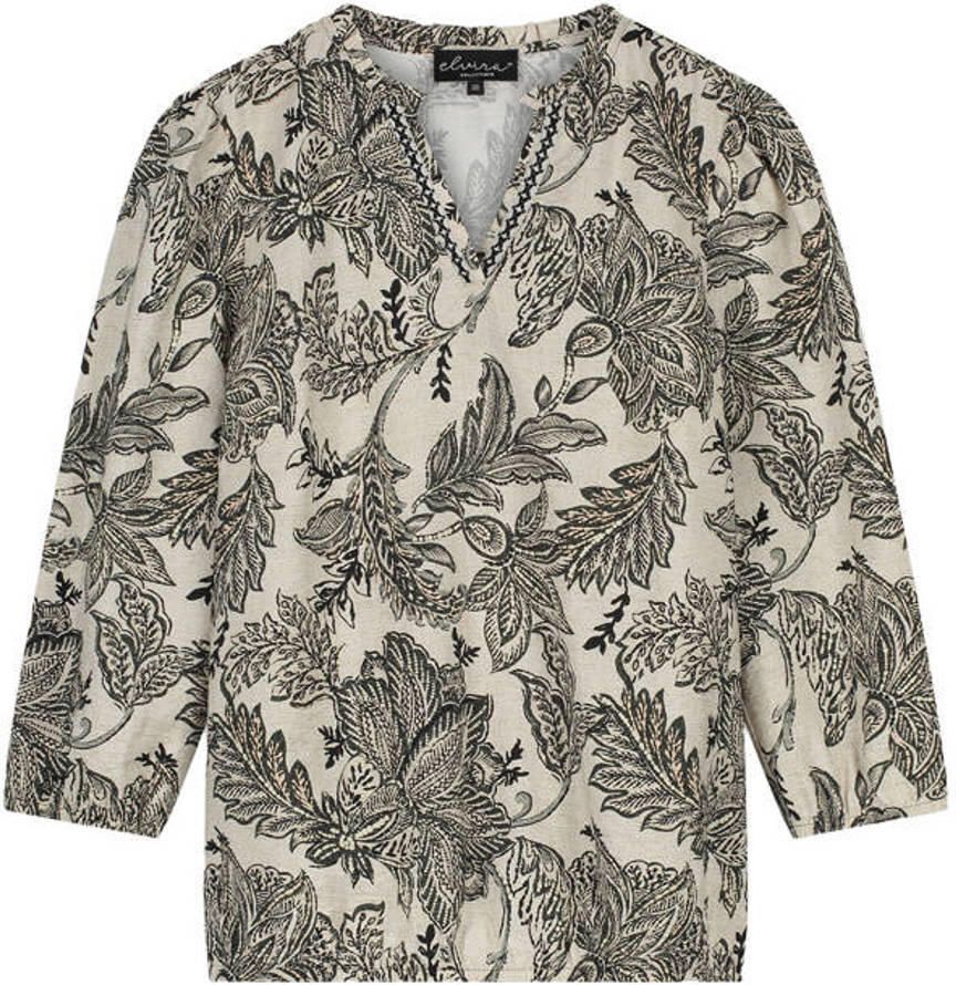 Elvira Collections gebloemde blousetop ecru - Foto 3