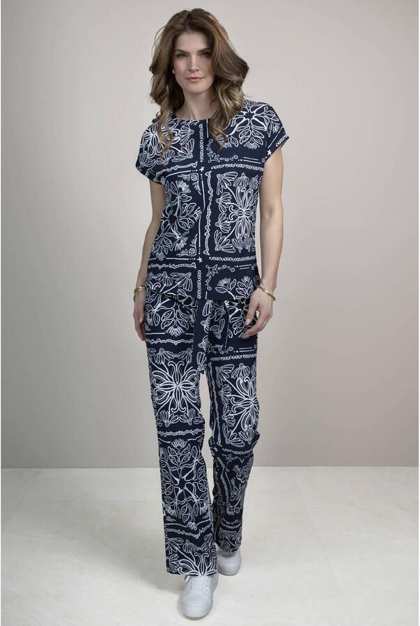 Elvira Collections high waist broek donkerblauw
