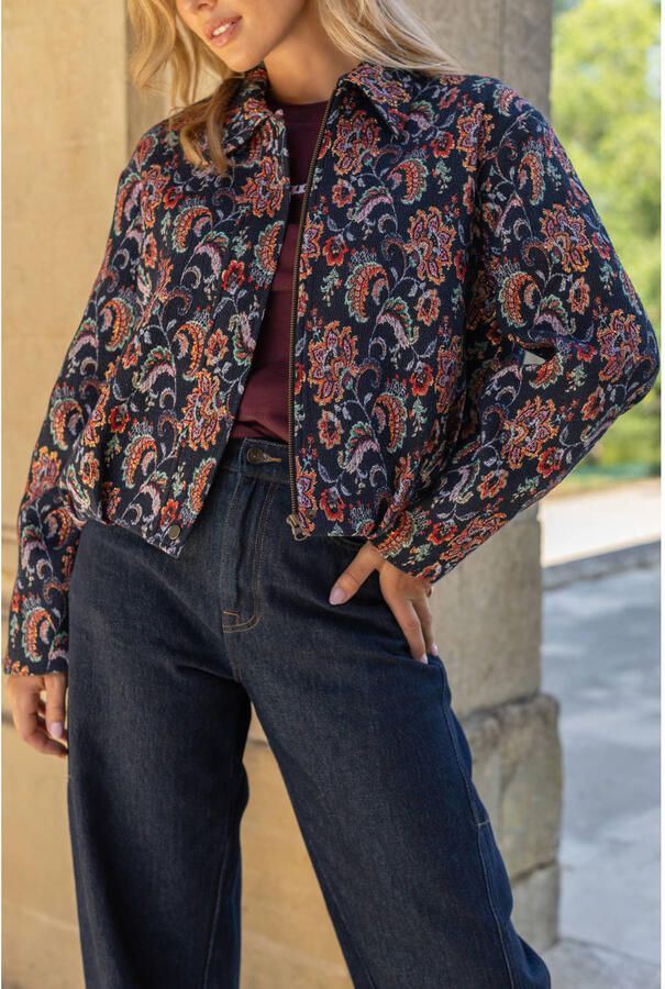 Elvira Collections jas met glitters en print donkerblauw - Foto 2