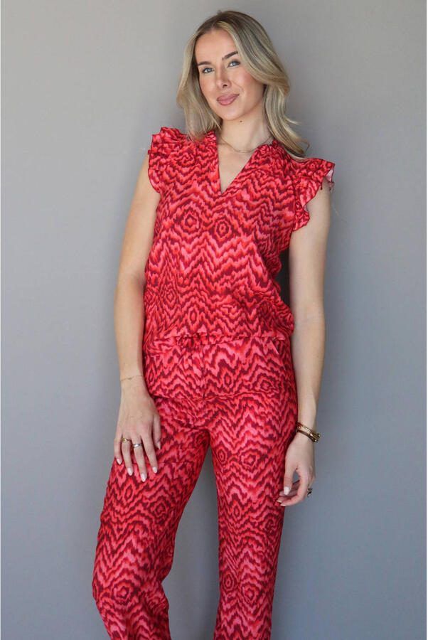Elvira Collections rechtvallende top met print roze