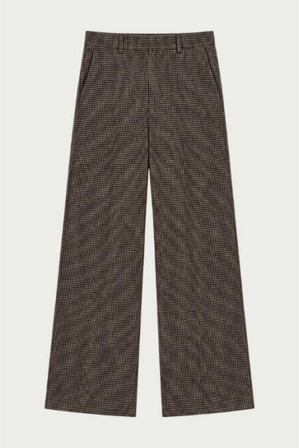 Elvira Collections regular fit wide leg geruite broek donkerbruin