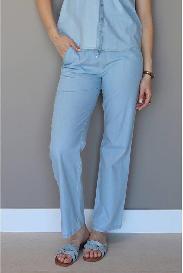 Elvira Collections regular high waist broek blauw