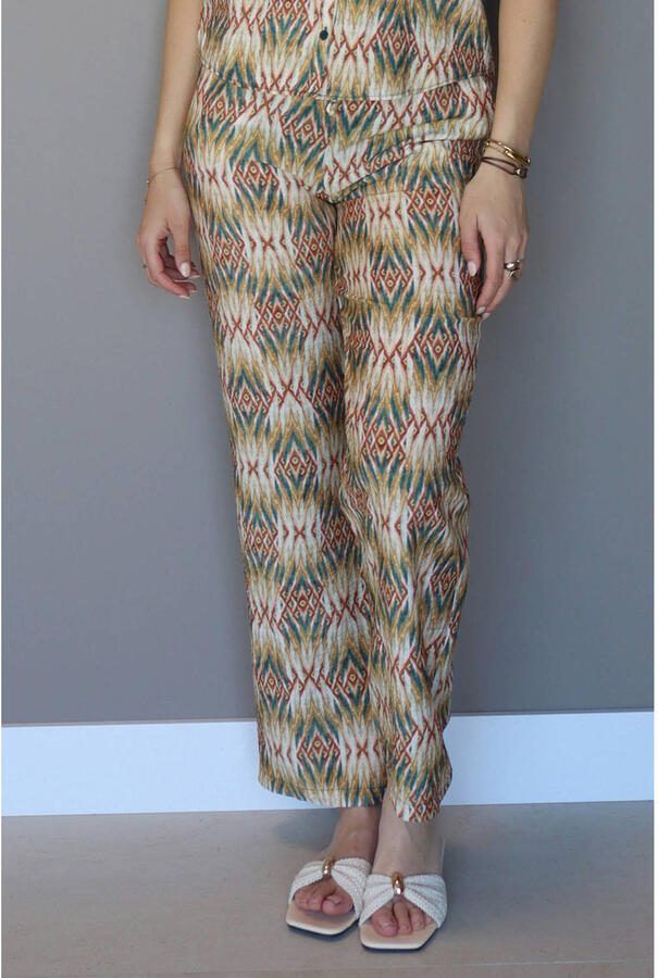 Elvira Collections regular high waist broek groen