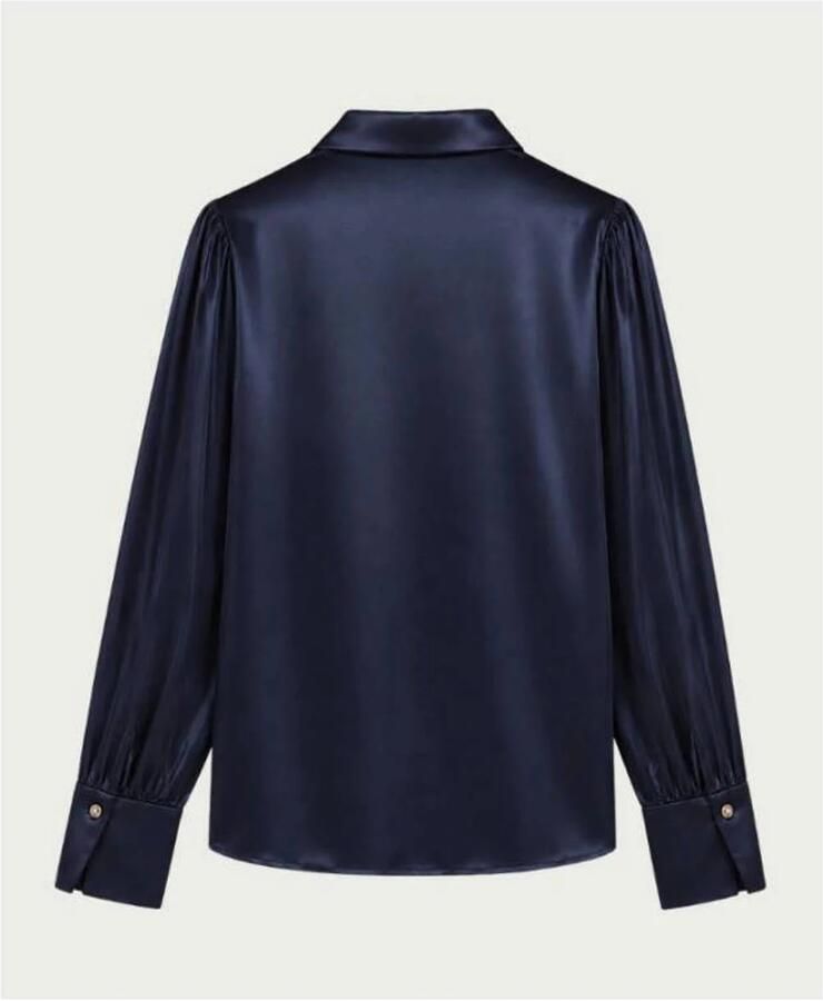 Elvira Collections satijnen blouse donkerblauw - Foto 2