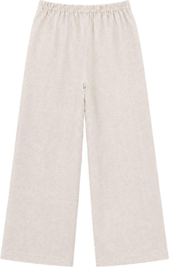 Elvira Collections straight fit regular waist broek met linnen beige - Foto 2