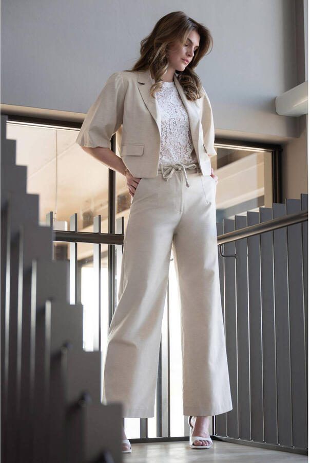 Elvira Collections straight high waist broek beige - Foto 2
