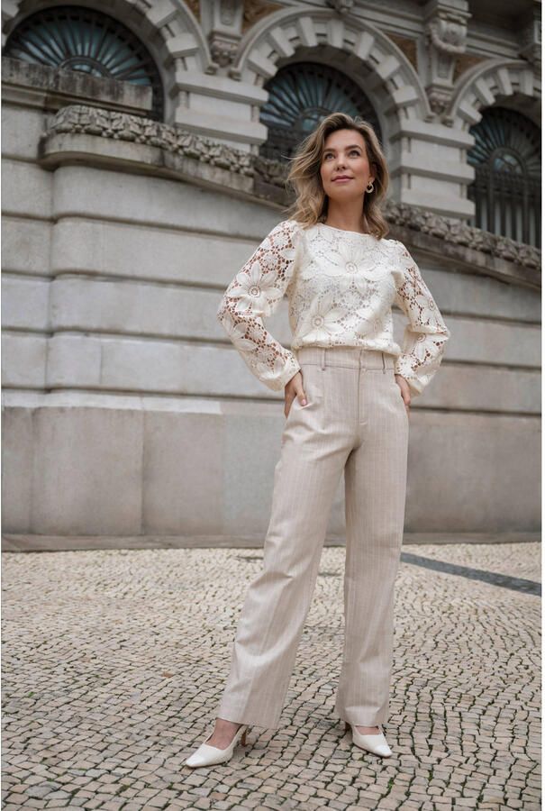 Elvira Collections straight regular waist pantalon crème - Foto 1