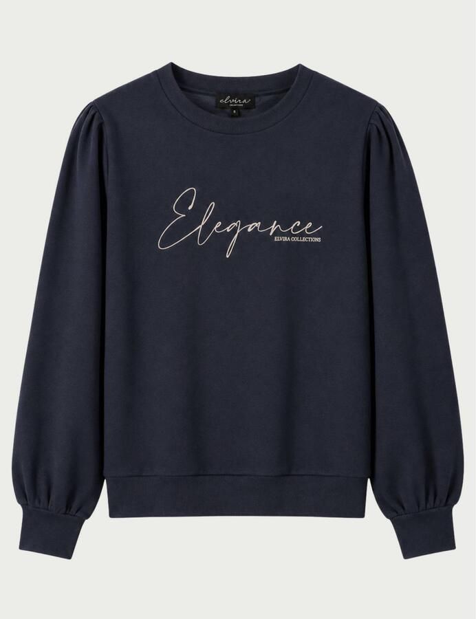 Elvira Collections sweater met tekst donkerblauw