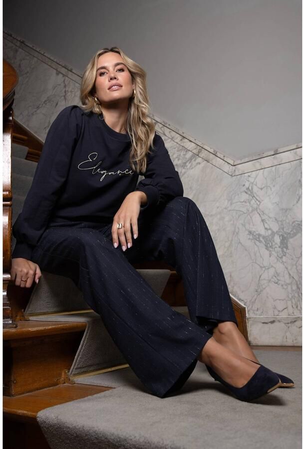 Elvira Collections sweater met tekst donkerblauw - Foto 2