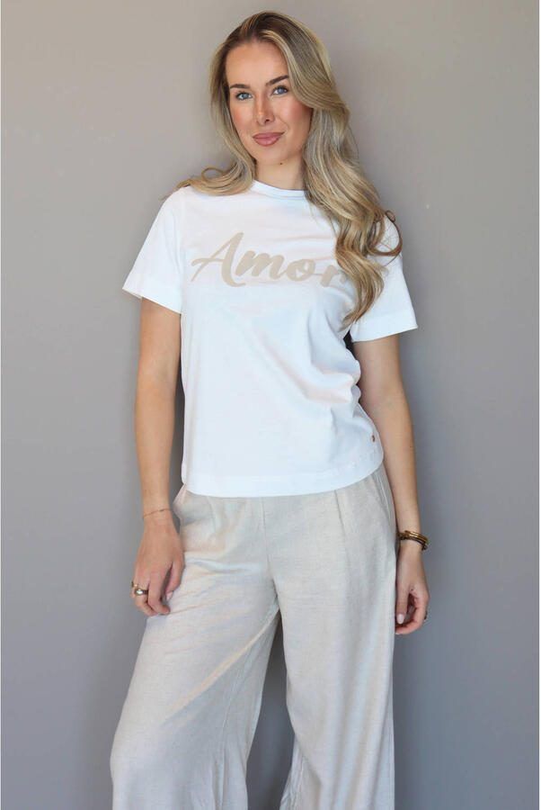 Elvira Collections T-shirt met print en tekst wit