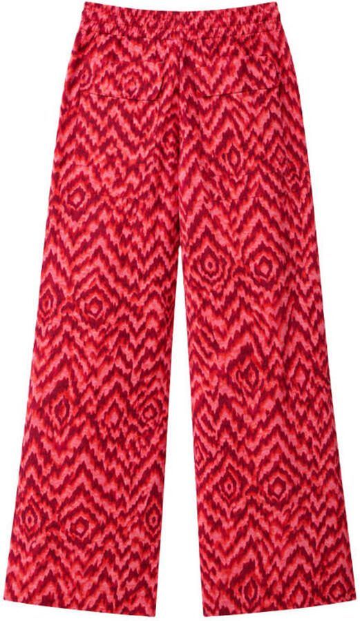Elvira Collections viscose regular fit broek met print roze