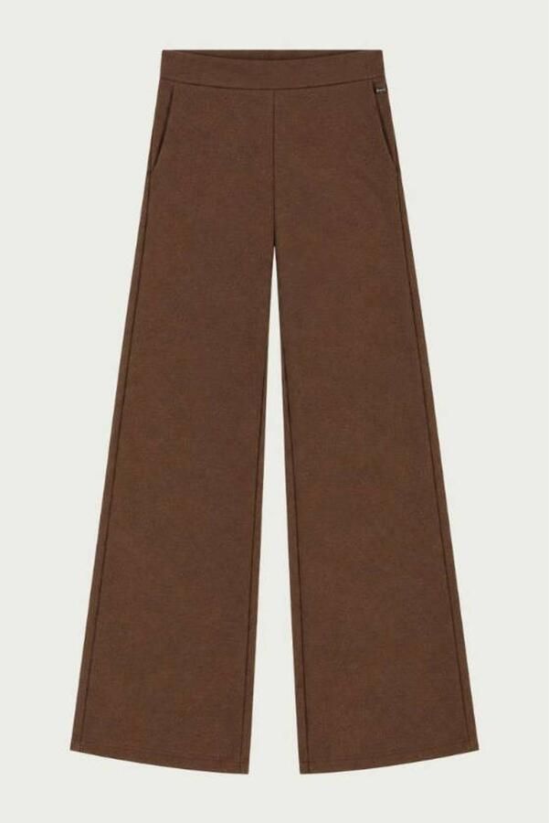 Elvira Collections wide leg broek met glitters donkerbruin