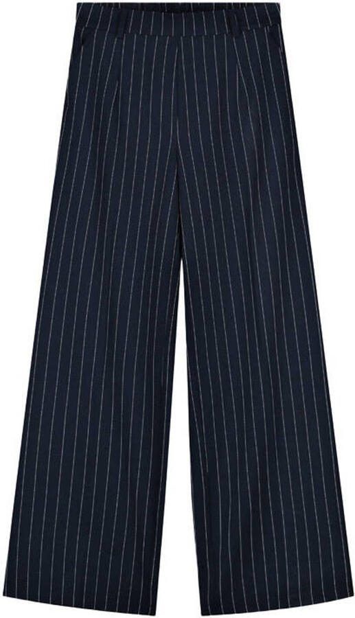 Elvira Collections wide leg high waist pantalon met krijtstreep donkerblauw - Foto 2