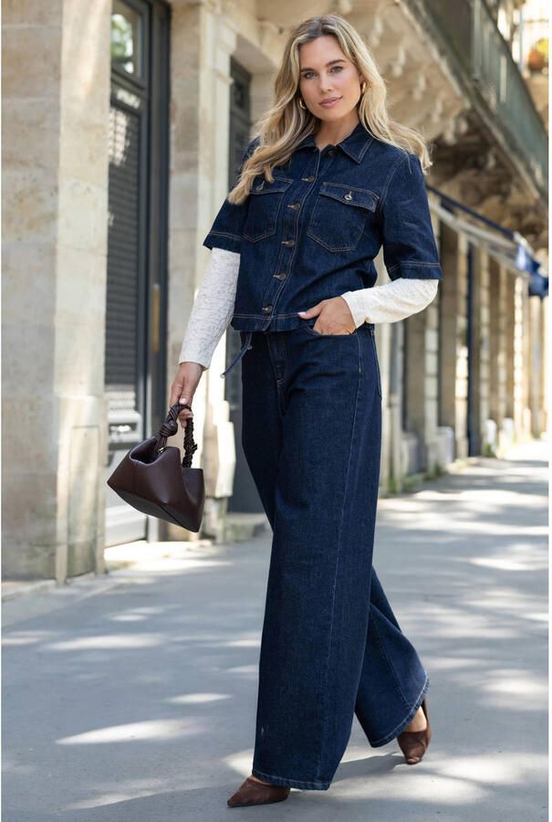 Elvira Collections wide leg jeans donkerblauw