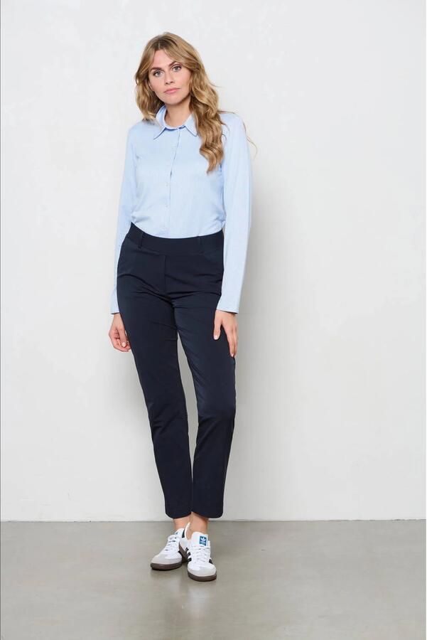 &Co Woman Overhemd met lange mouwen effen kleur Blue Dames