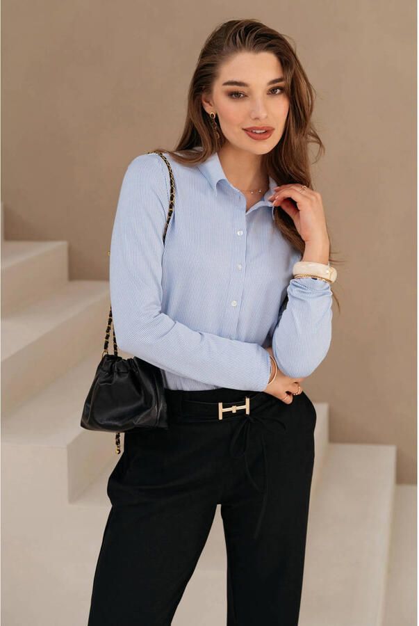 &Co Woman Overhemd met lange mouwen effen kleur Blue Dames - Foto 2