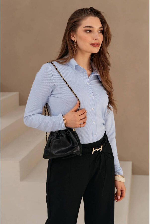&Co Woman Overhemd met lange mouwen effen kleur Blue Dames - Foto 3