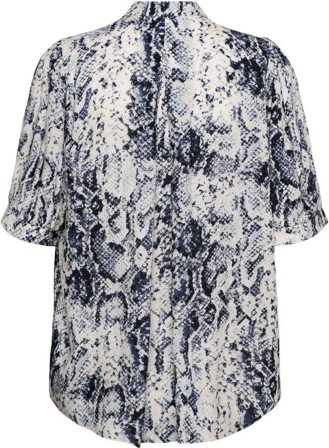 &Co Woman blouse met dierenprint blauw - Foto 2