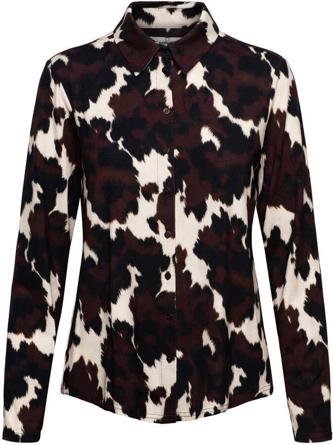 &Co Woman blouse met koeienprint bruin