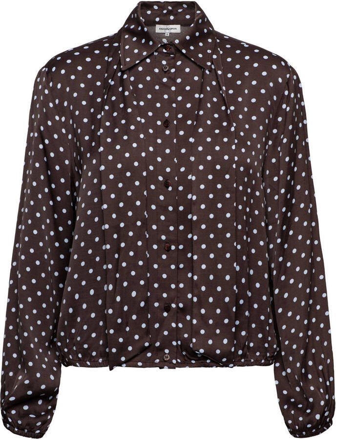 &Co Woman blouse met stippen donkerbruin